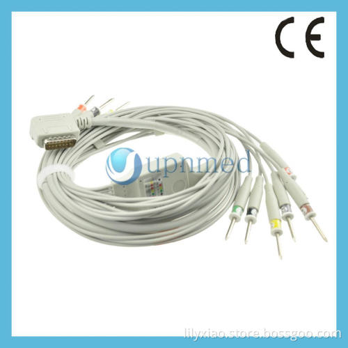Kenz one piece 10-Lead EKG Cable with leadwires, IEC, din 4.0